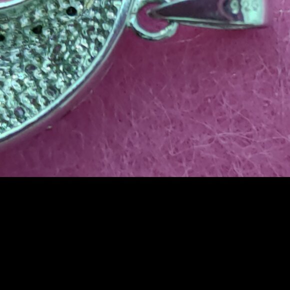 925 Sterling Silver crescent moon pendant with black and white stones - Picture 2 of 2